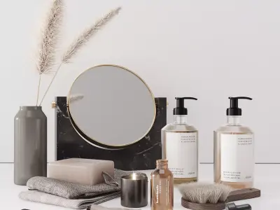 Bathroom set with pampas 3D model