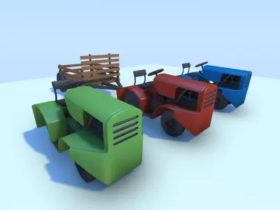Low Poly Utility Vehicle Pack FBX Low-poly 3D model