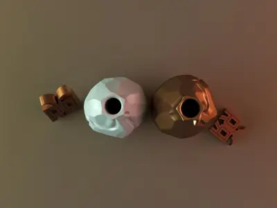 Golden vases deer 3D print model