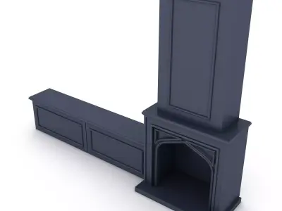3D model fireplace tv unit Low-poly 3D model