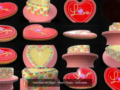 Valentine Mix Eight - Heart Treats 3D Model Collection