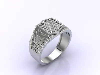 Print Ready STL 3DM  Gents Rings Diamond Men Ring  3D print model 156