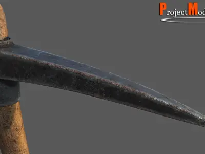 Pickaxe-Version002 axe with wooden handle Low-poly 3D model