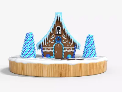 Gingerbread House Low-poly 3D model