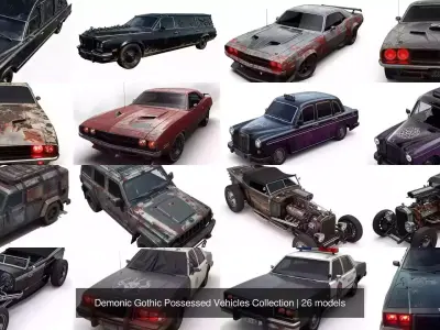 Demonic Gothic Possessed Vehicles Collection 3D Model Pack