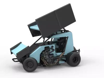 Winged 600 Micro sprint car while turning Scale 1 to 25 3D print model