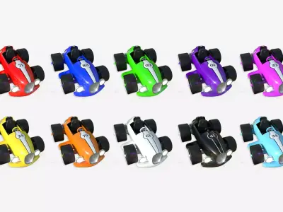 10 Cartoon Karts B Collection - Vehicle Racing Design 3D Model Pack