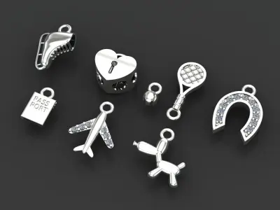 8 Bracelet or necklace pendants Free 3D print model