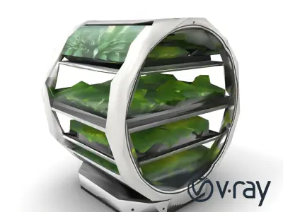 Futuristic Cylinder Greenhouse model pack Low-poly 3D model