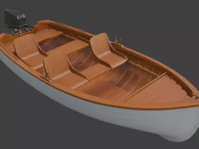 Classic Wooden Motorboat Clean 3D Model 3D model