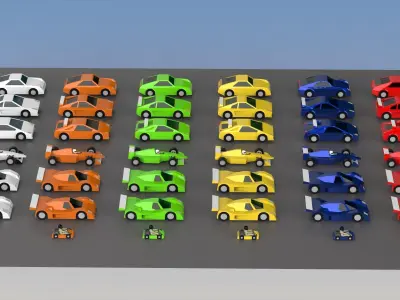 Low Poly Racing Car Pack Low-poly 3D model
