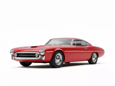 Classic Red 1950s and 60s Sports Coupe Low-poly 3D model