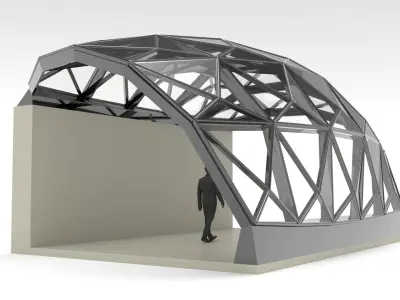 Parametric Ceiling Wave Contour Design with Hangers 3D model