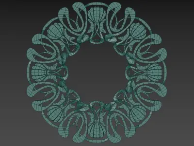 Art Nouveau circle frame 3 3D print model