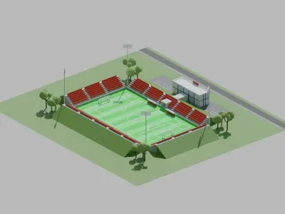 Stadium low poly upgradable modular kit Low-poly 3D model