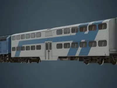Locomotive And Railcar 1B Low-poly 3D model