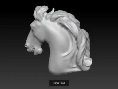 Lot of 4 pcs Horse Mustang heads 3D Model Pack