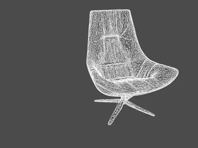 Modern Designer Lounge Chair Red Leather Finish   3D model