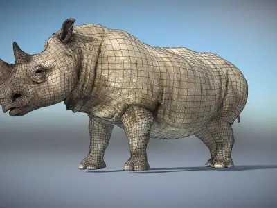 African Rhinoceros Low-poly 3D model