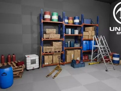 UE4 - Modular Warehouse Props Pack Low-poly 3D model