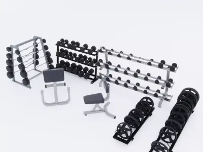 Small Gym Interior Set 3D model