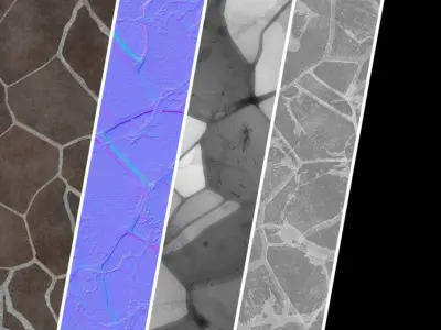 Pavement Materials 51- BrushRock Stone Paving Sbsar 4k Seamless Texture