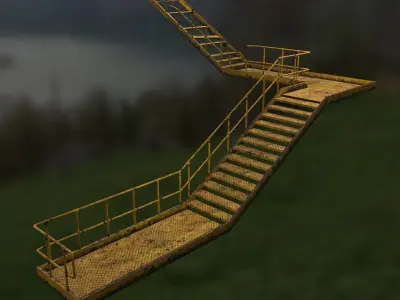 Modular Industrial Staircase Low-poly 3D model
