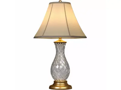 Crystal Table Lamp with Silk Shade Nightstand bedside 3D model