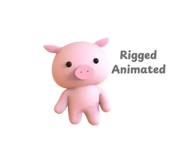 Chubby Pig Animated for Games  Low-poly 3D model