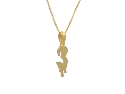 Model 1236 3 Bloody Terror Initial Number Pendant 3D print model