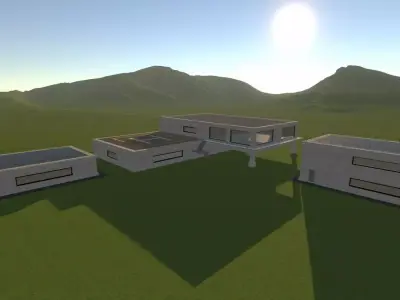 Modern Low Poly Military Building Pack - 3 Buildings Low-poly 3D model