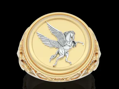 Pegasus man ring  gold printable jewelry 3D model 3D print model