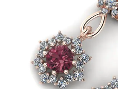 3d-model earrings pendant with ruby stone and diamonds 3D print model