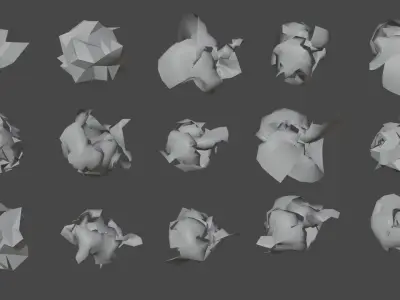 15 Crumpled Paper Ball 3D model