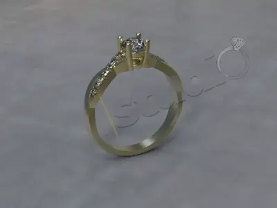 Luxury twist solitaire ring 3d model 3D print model