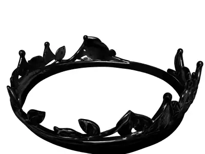 Elegant Silver Laurel Wreath Crown Low-poly 3D model