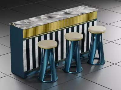 Counter Bar  Luxury Style 3D model