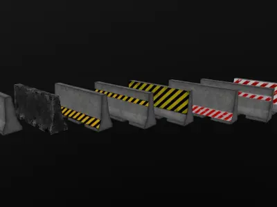 Concrete Barriers Low-poly 3D model