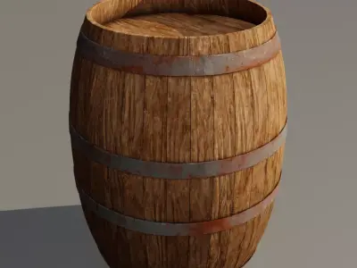 Medieval wooden barrel Free low-poly 3D model