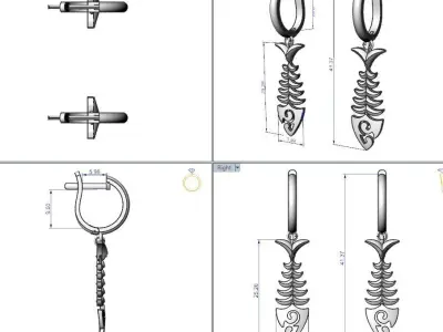 Fish Skeleton Earring 3D print model