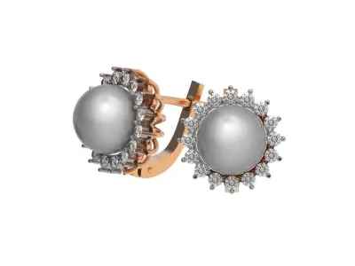 earrings with pearls and stones 37 3D print model