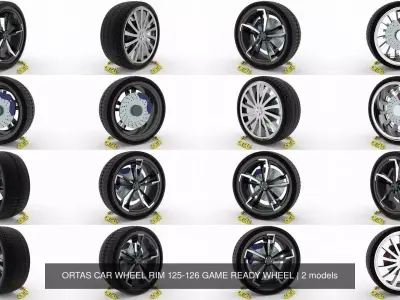 ORTAS CAR WHEEL RIM 125-126 GAME READY WHEEL 3D Model Pack