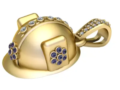 Gold Construction Hard Hat Pendant 3D Printable Model 3D print model