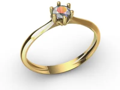 Ring Engagment solitaire flower 3D print model 3D print model