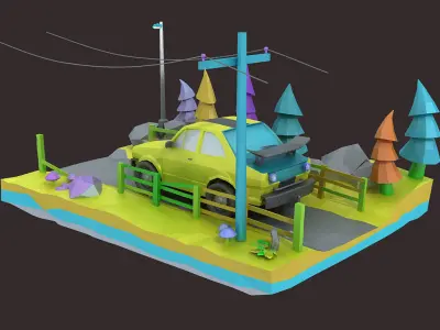 low poly car Cartoon Car collection toon vehicle  sport classic 3D model