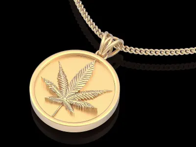 Marijuana pendant gold silver printable jewelry 3D model 3D print model
