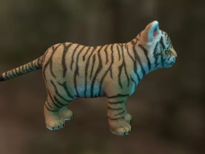 Tiger cub Low-poly 3D model