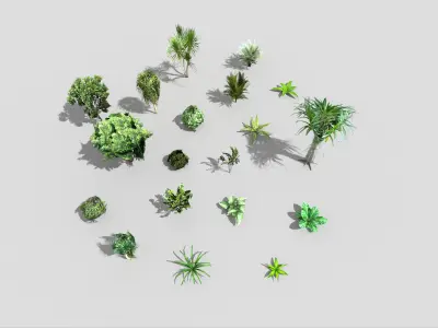 low poly foliage pack Low-poly 3D model