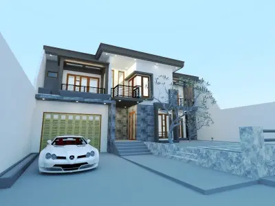 the minimalist simple house exterior Design  3D print model