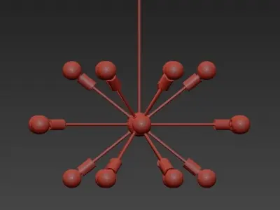 Sputnik Gold Chandelier 18 3D model